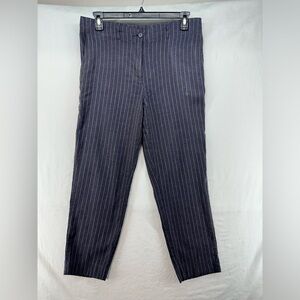 Lilith Linen Blend Pants‎ Charcoal Gray White Pin Striped Women Size Small